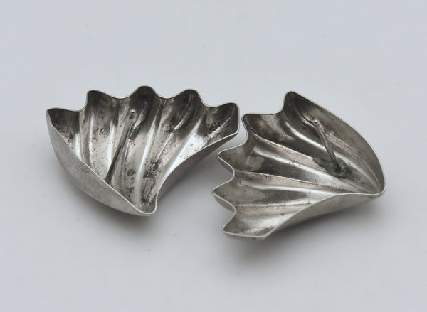 Vintage Sterling Silver Scallop Earrings