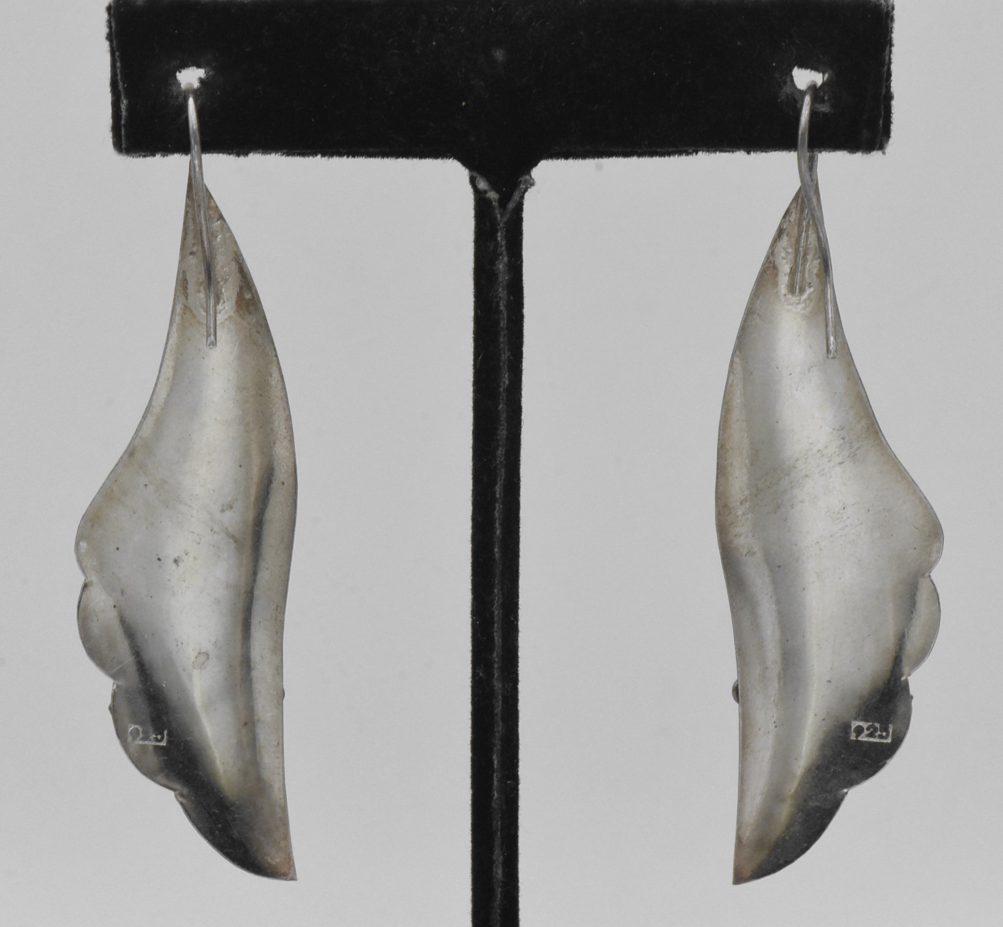 Vintage Handmade Winged Ornate Sterling Silver Earrings