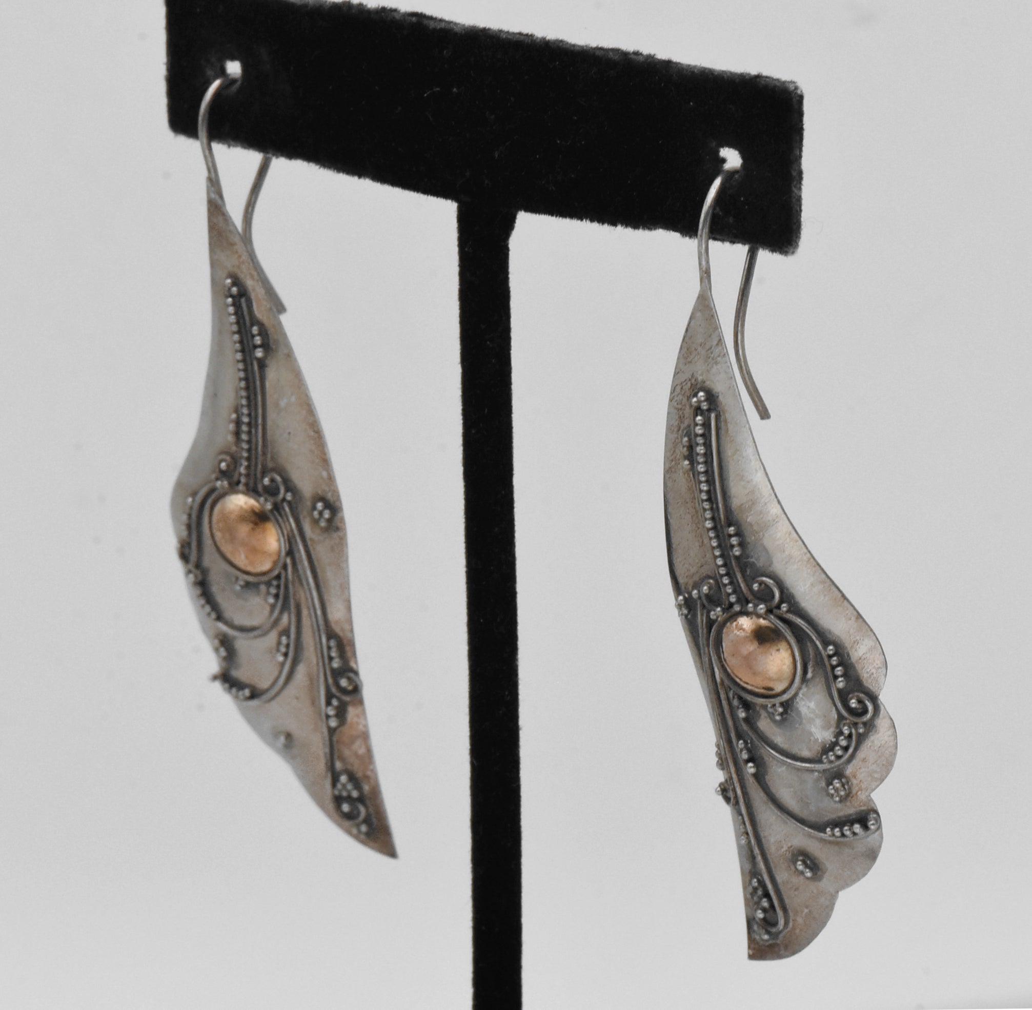 Vintage Handmade Winged Ornate Sterling Silver Earrings