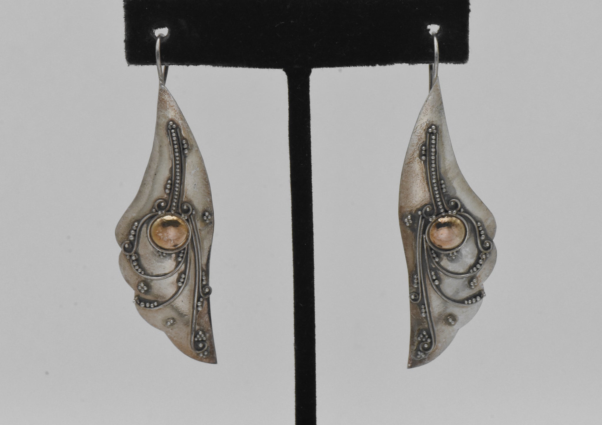 Vintage Handmade Winged Ornate Sterling Silver Earrings