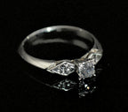 Vintage 14k White Gold Solitaire Diamond Ring - Size 8