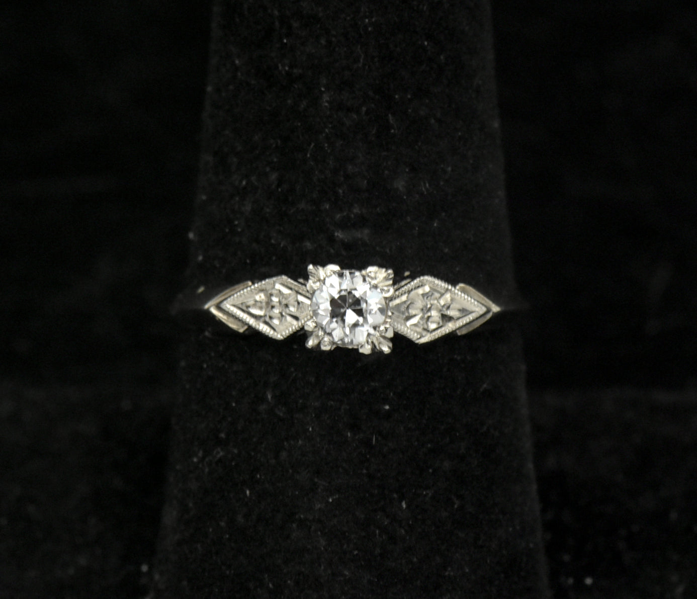Vintage 14k White Gold Solitaire Diamond Ring - Size 8