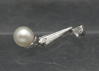 Vintage 10k White Gold, Diamonds and Pearl Art Deco Dangle Pendant