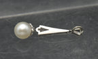 Vintage 10k White Gold, Diamonds and Pearl Art Deco Dangle Pendant