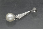 Vintage 10k White Gold, Diamonds and Pearl Art Deco Dangle Pendant