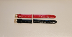 Bellezza - Pair of Replacement Genuine Leather Watch Straps Black and Red - READ DESCRIPTION