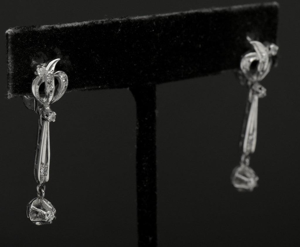 Vintage 10k White Gold with Diamonds Earrings