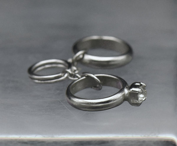 Vintage Wedding Rings Silver Tone Metal Charm