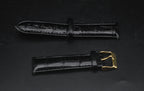 Bellezza - Pair of Replacement Genuine Leather Watch Straps Black and Red - READ DESCRIPTION
