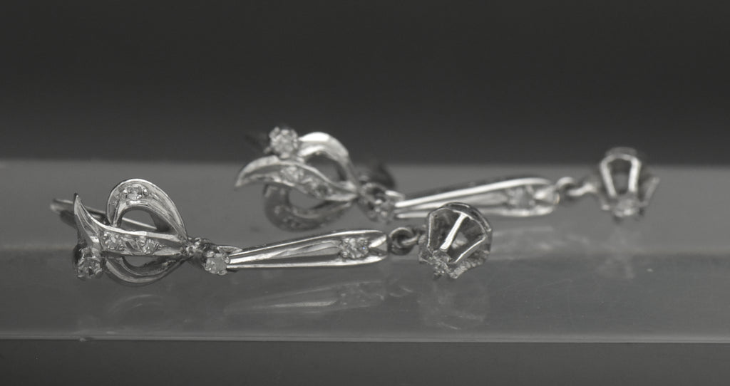 Vintage 10k White Gold with Diamonds Earrings