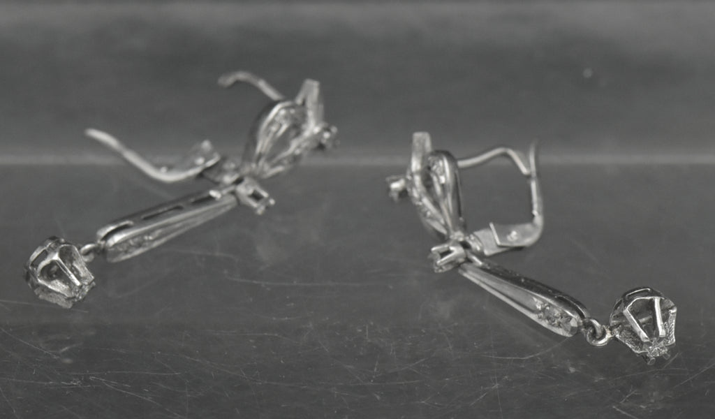 Vintage 10k White Gold with Diamonds Earrings