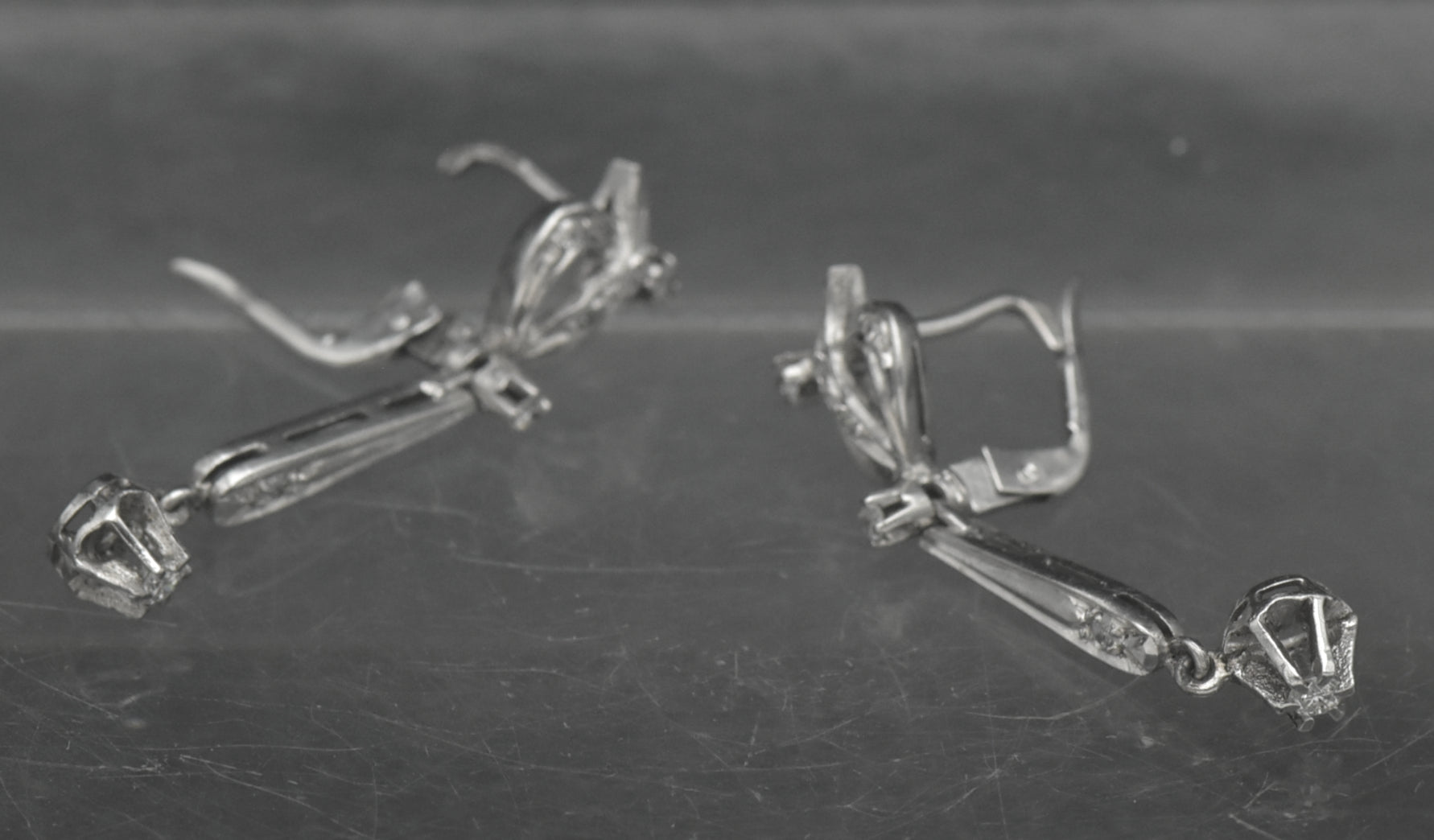 Vintage 10k White Gold with Diamonds Earrings
