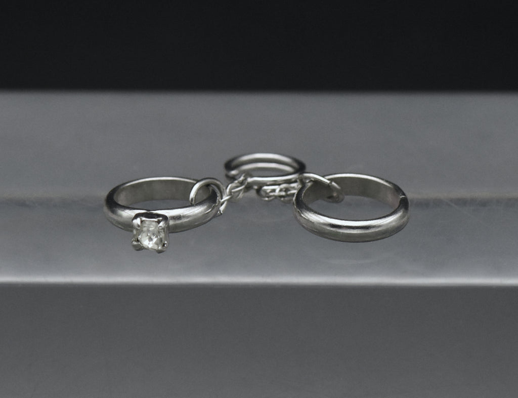 Vintage Wedding Rings Silver Tone Metal Charm