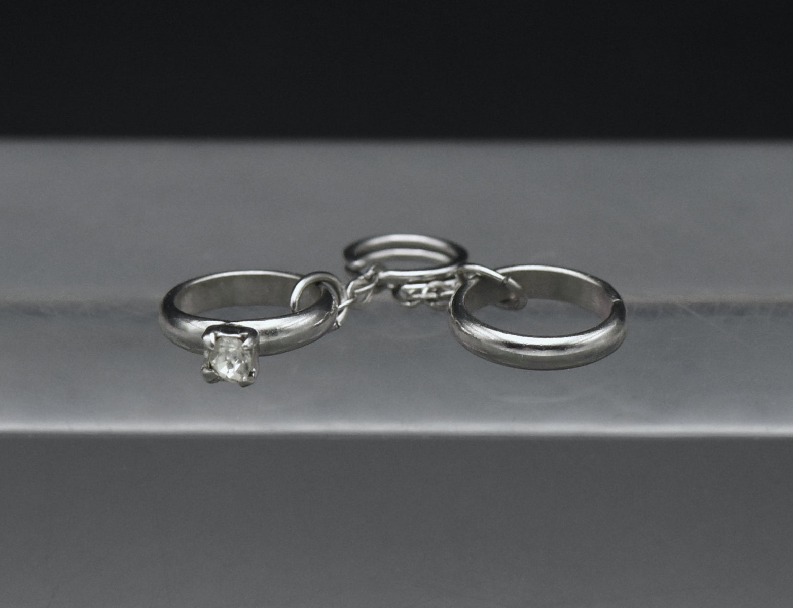 Vintage Wedding Rings Silver Tone Metal Charm