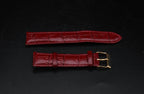 Bellezza - Pair of Replacement Genuine Leather Watch Straps Black and Red - READ DESCRIPTION