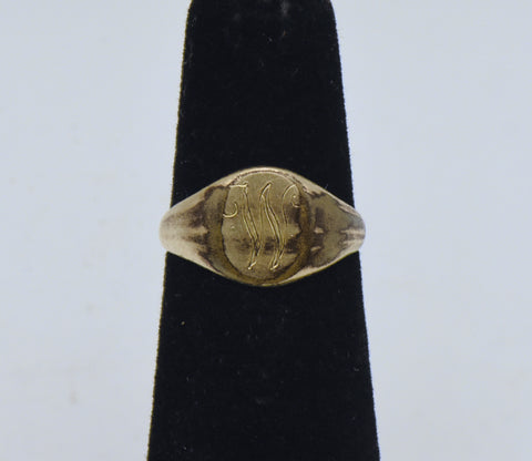 Vintage 10k Gold Filled "W" Monogram Signet Ring - Size 4