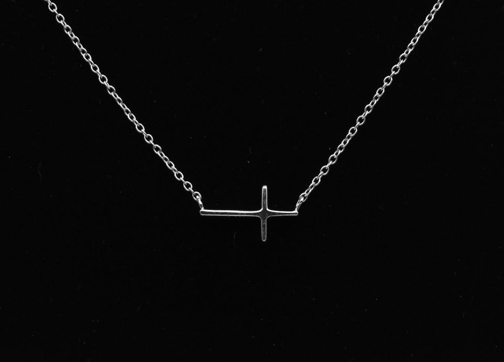 Vintage Sterling Silver Cross Pendant Chain Necklace