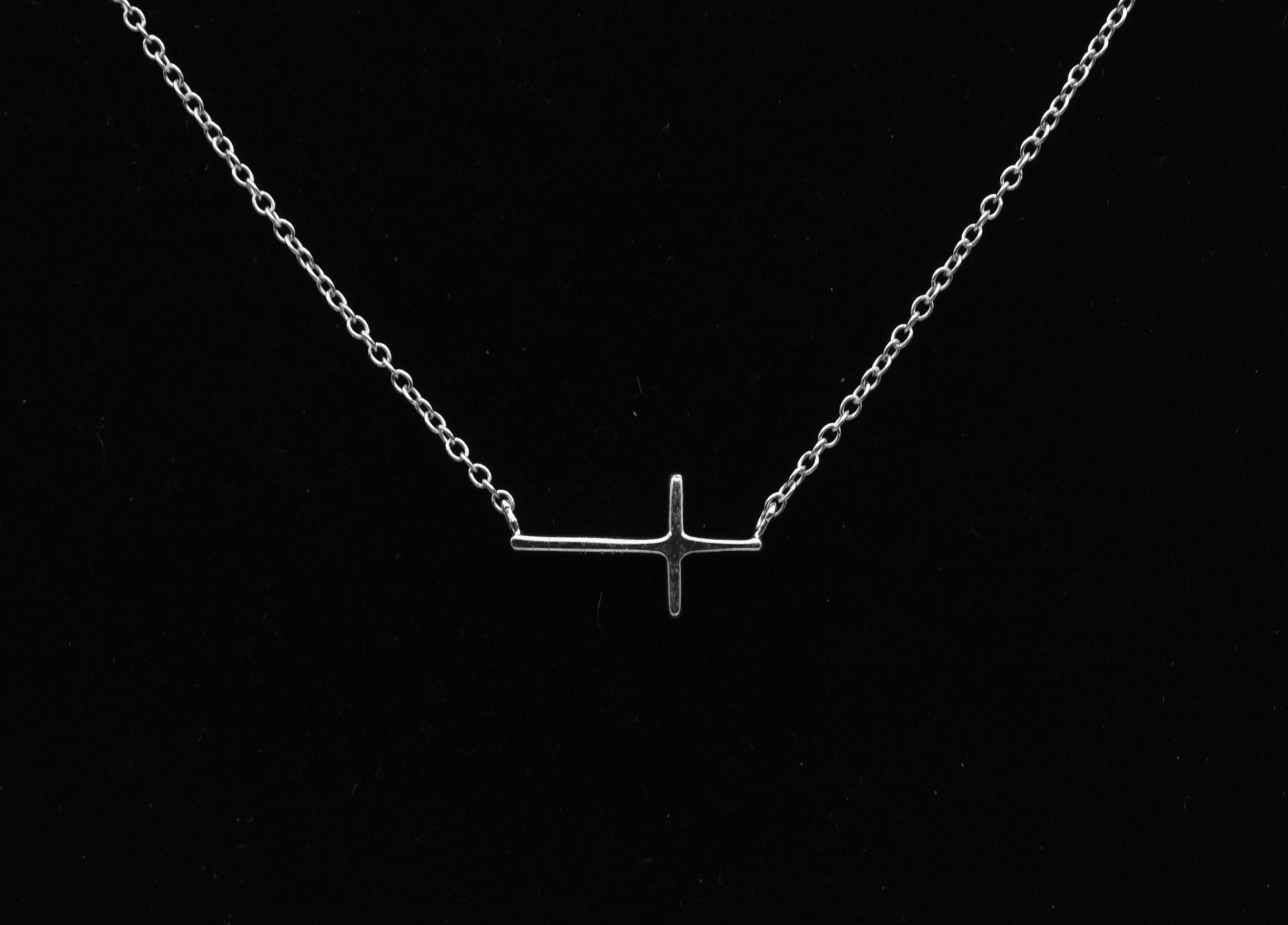 Vintage Sterling Silver Cross Pendant Chain Necklace