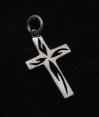 Vintage Sterling Silver Flaming Cross Pendant
