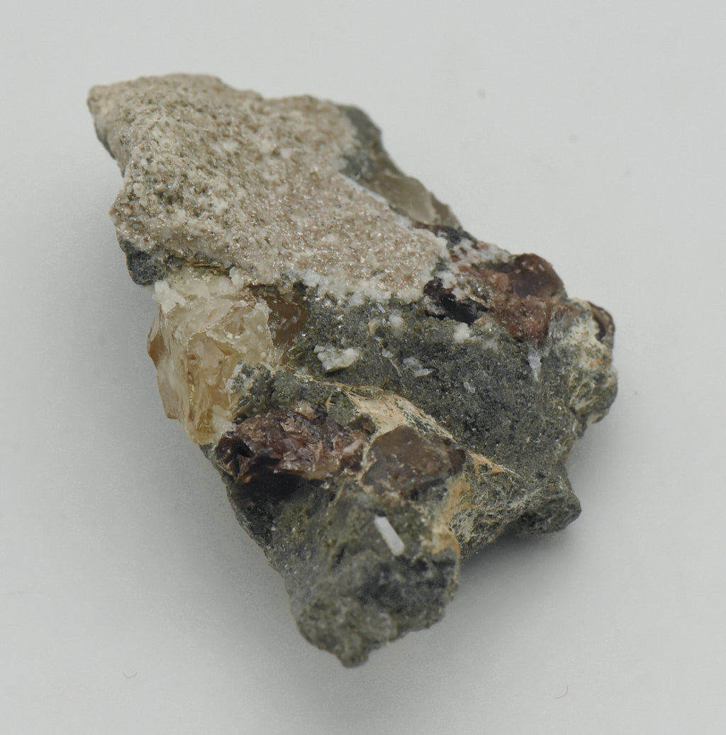 Axinite with Yellow Calcite in Matrix - Pakistan