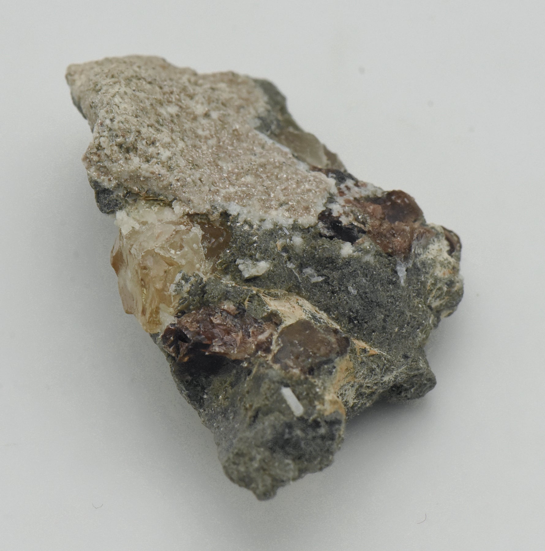 Axinite with Yellow Calcite in Matrix - Pakistan
