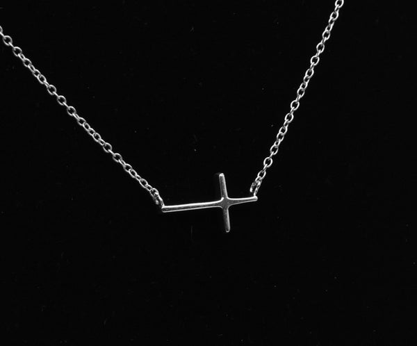 Vintage Sterling Silver Cross Pendant Chain Necklace