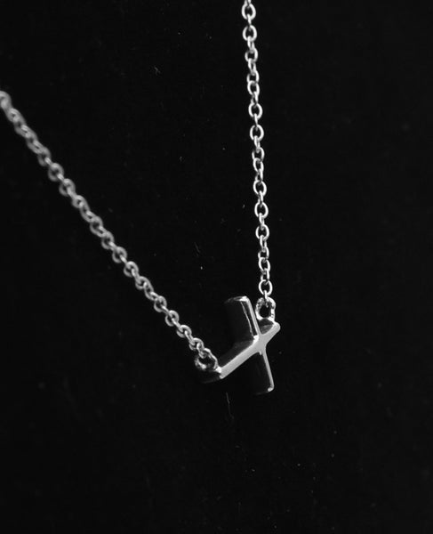 Vintage Sterling Silver Cross Pendant Chain Necklace