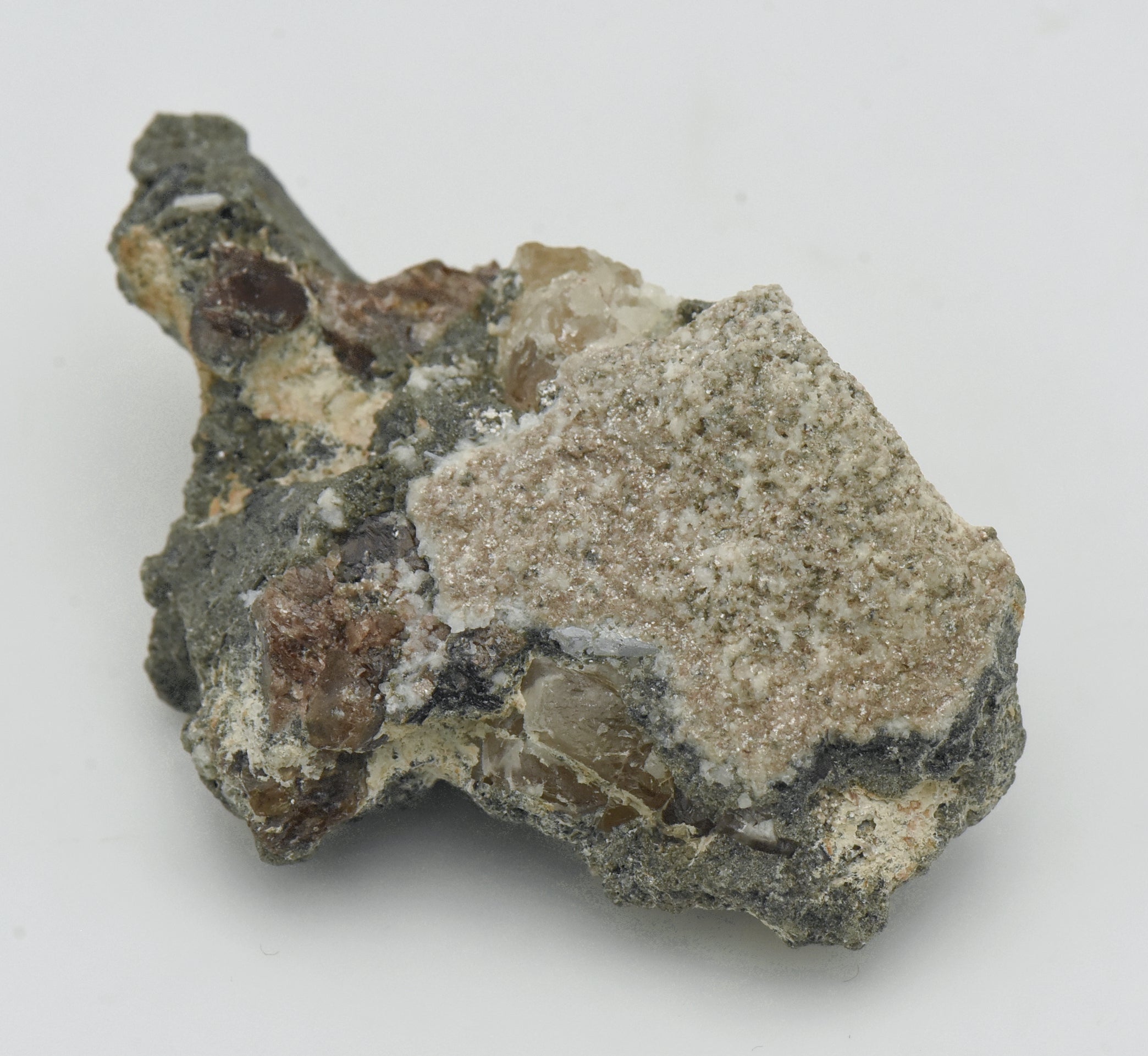 Axinite with Yellow Calcite in Matrix - Pakistan