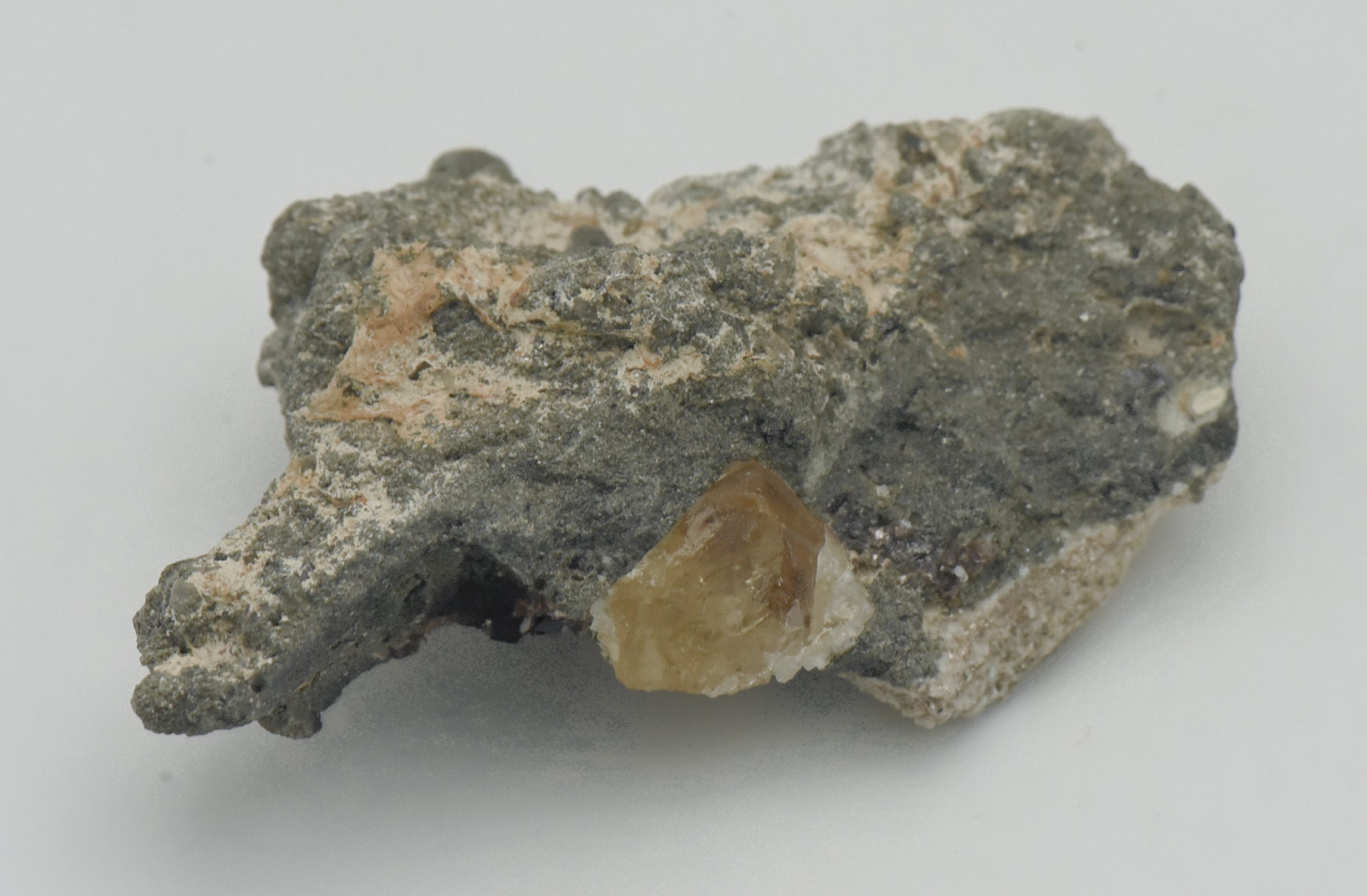 Axinite with Yellow Calcite in Matrix - Pakistan
