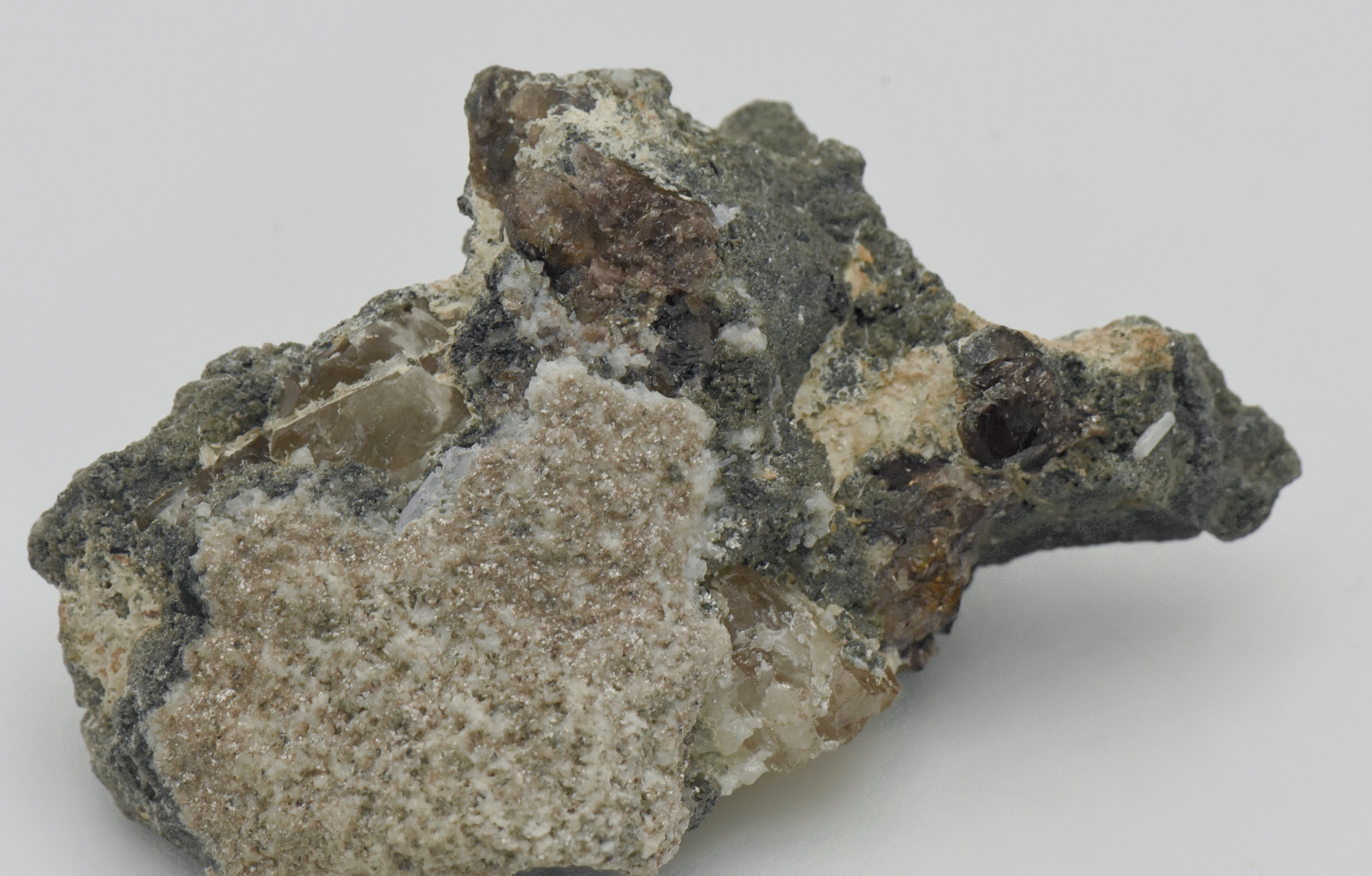 Axinite with Yellow Calcite in Matrix - Pakistan