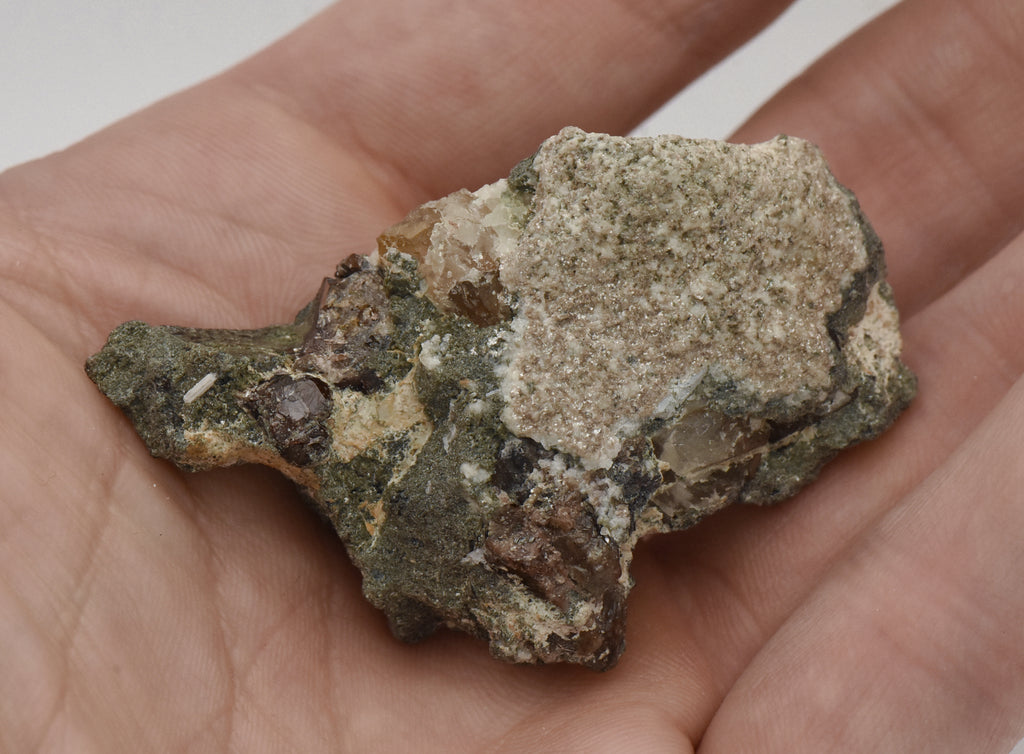 Axinite with Yellow Calcite in Matrix - Pakistan