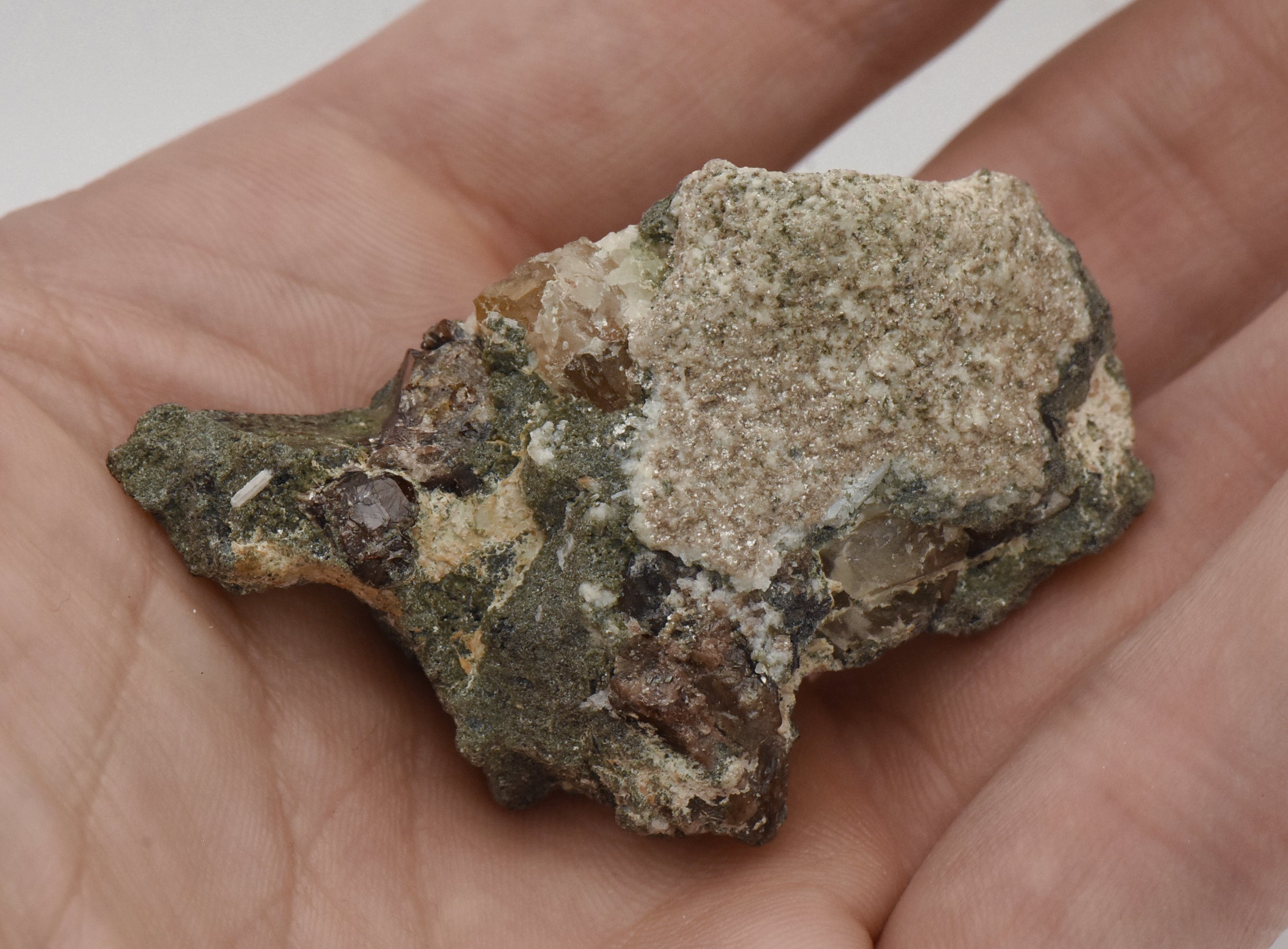 Axinite with Yellow Calcite in Matrix - Pakistan