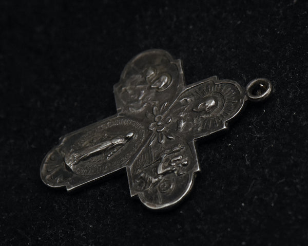 Vintage Sterling Silver Cross Medallion Pendant