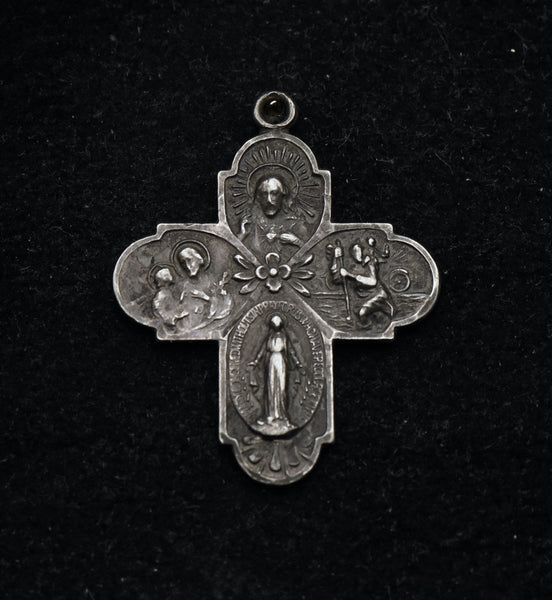 Vintage Sterling Silver Cross Medallion Pendant