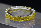 Vintage Yellow Cubic Zirconia Sterling Silver Eternity Band - Size 8