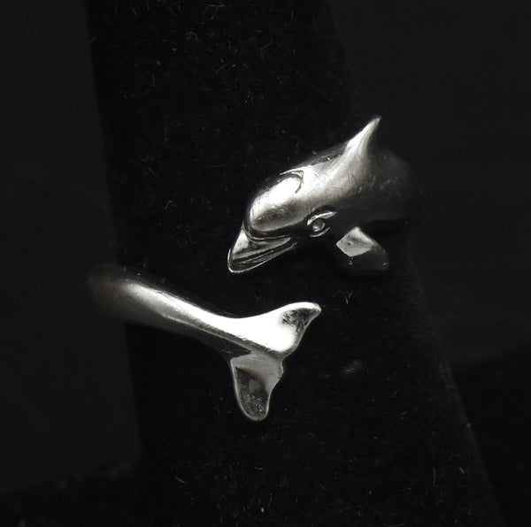 Wyland - Vintage Sterling Silver Dolphin Bypass Band - Size 6.75