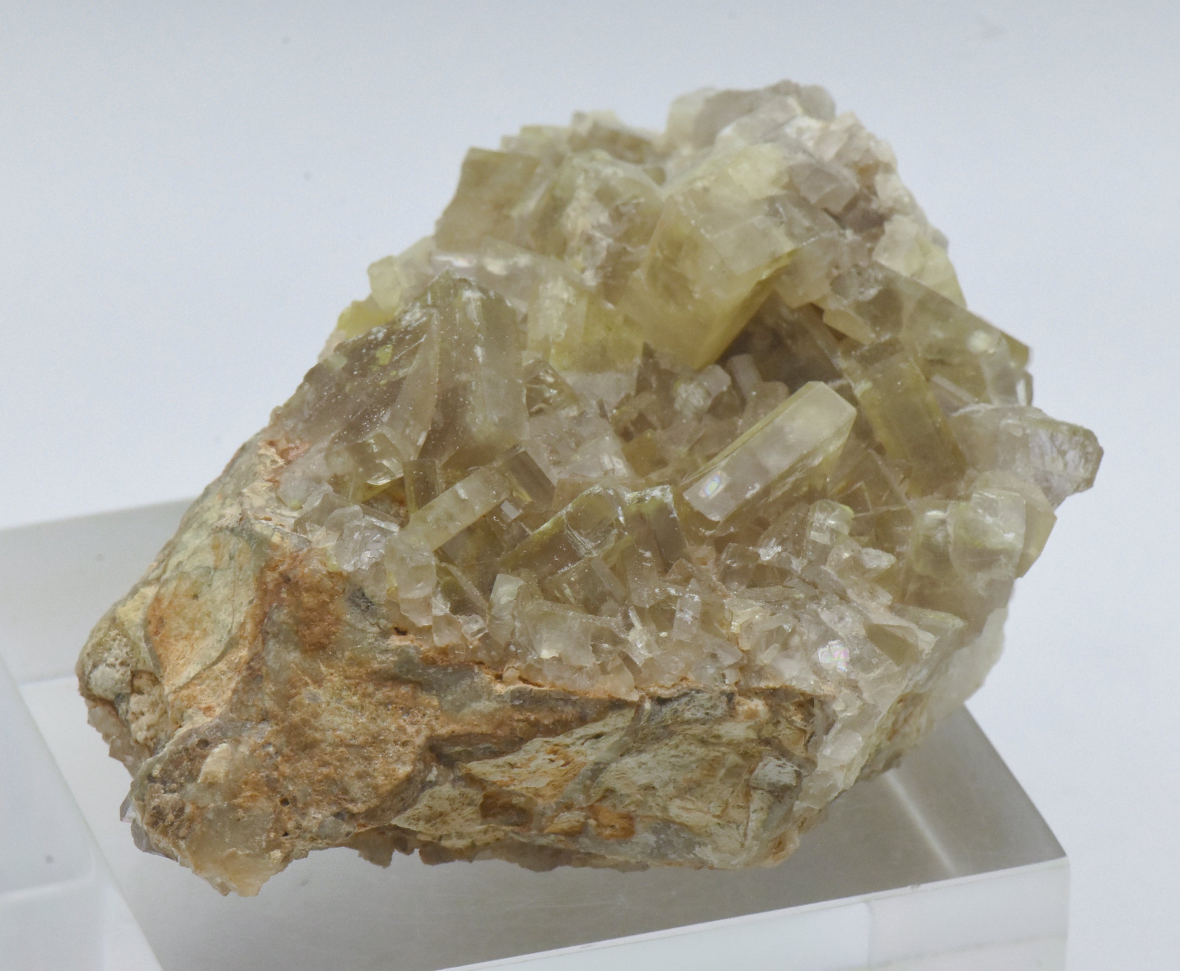 Yellow and Gray Barite Crystal Cluster Mineral Specimen