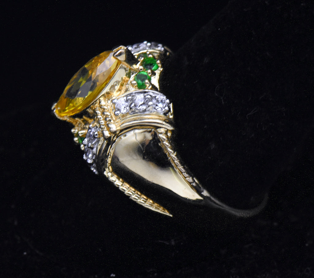 Ross-Simons - Vintage Vermeil with Yellow and Green CZ Ring - Size 10