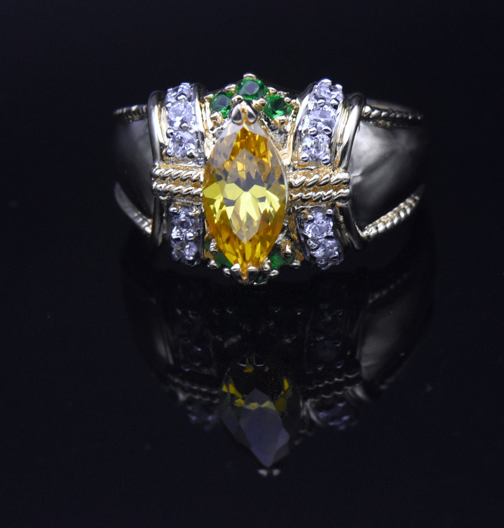 Ross-Simons - Vintage Vermeil with Yellow and Green CZ Ring - Size 10