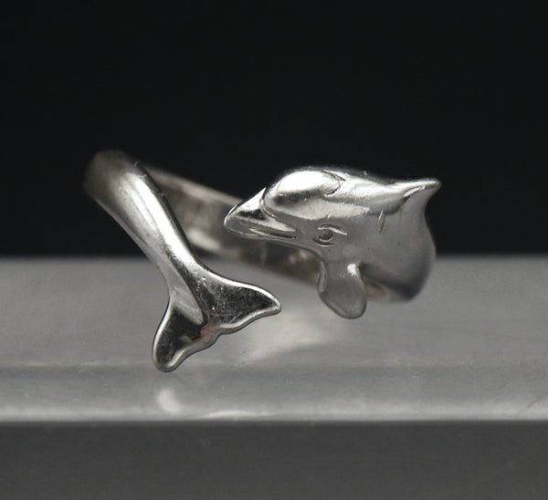 Wyland - Vintage Sterling Silver Dolphin Bypass Band - Size 6.75