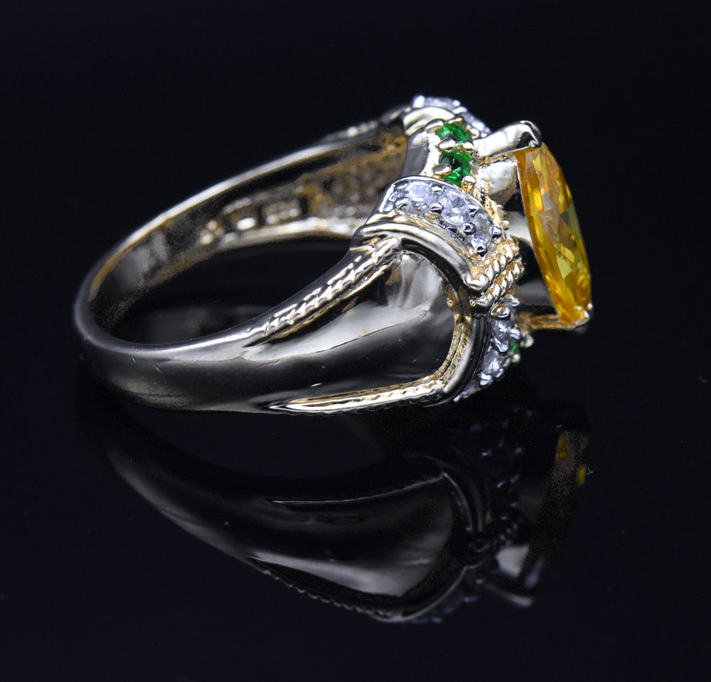 Ross-Simons - Vintage Vermeil with Yellow and Green CZ Ring - Size 10