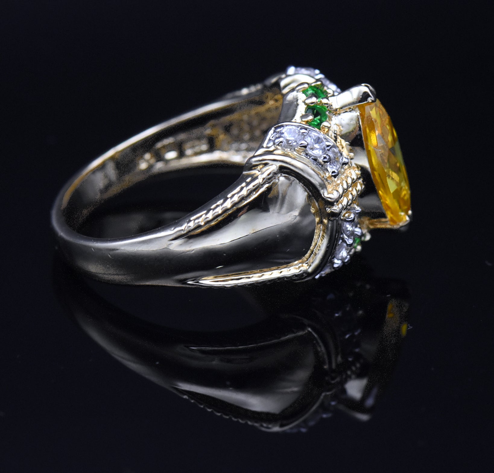 Ross-Simons - Vintage Vermeil with Yellow and Green CZ Ring - Size 10