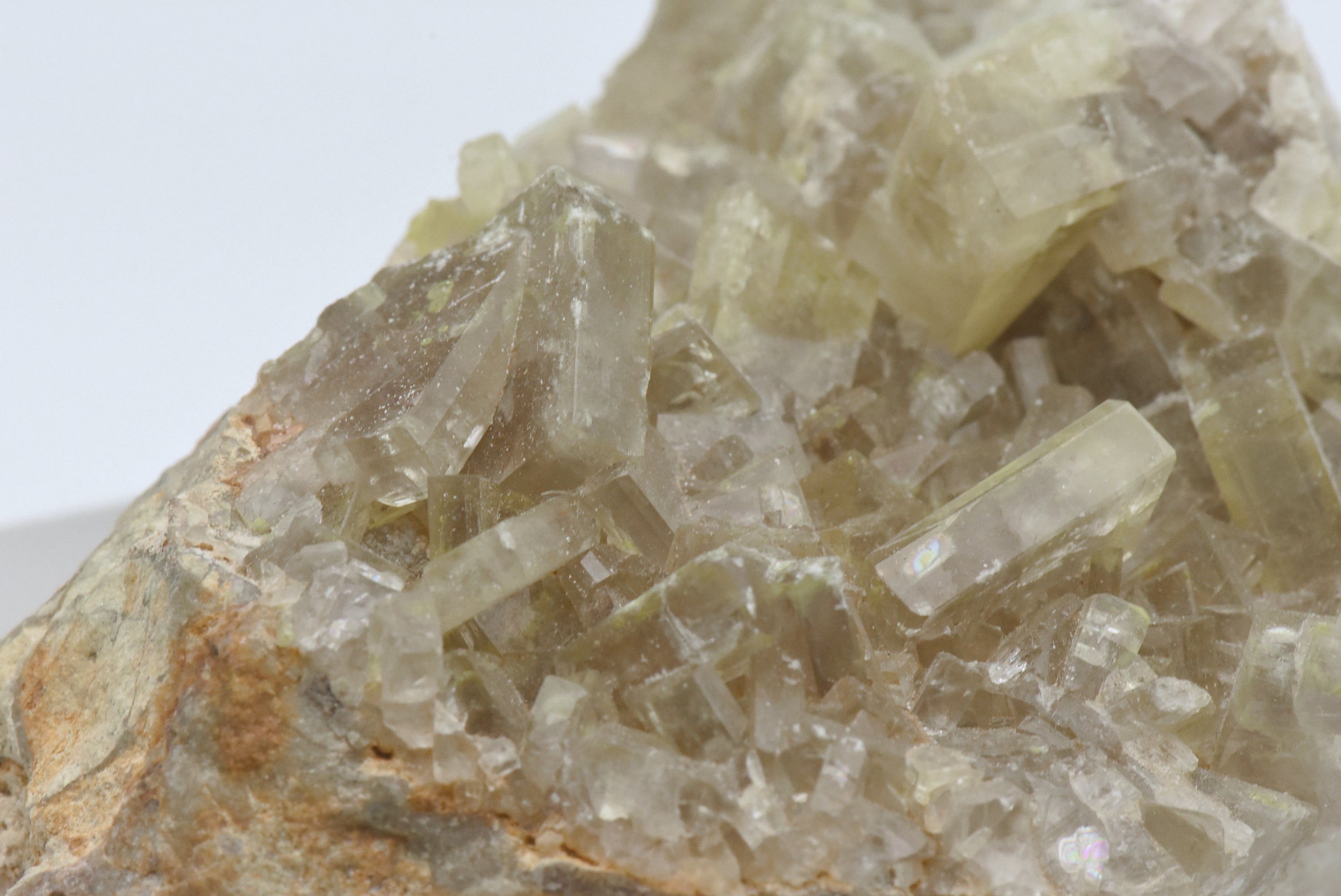 Yellow and Gray Barite Crystal Cluster Mineral Specimen