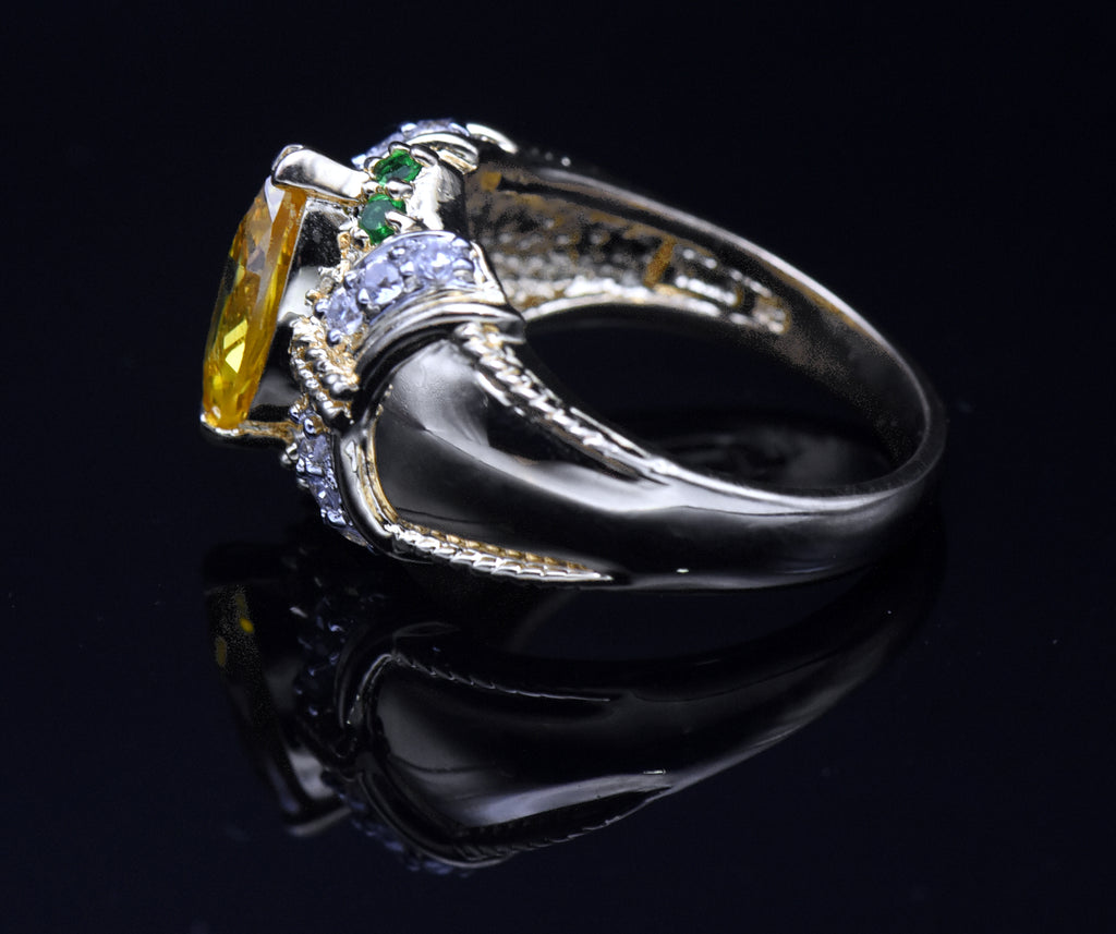 Ross-Simons - Vintage Vermeil with Yellow and Green CZ Ring - Size 10
