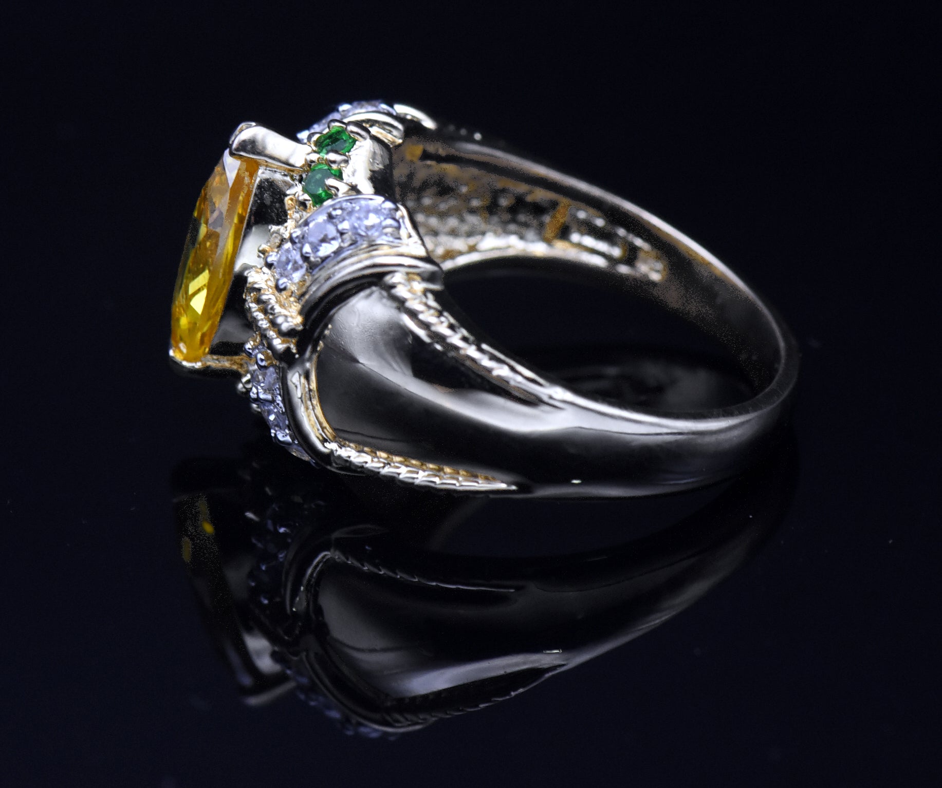 Ross-Simons - Vintage Vermeil with Yellow and Green CZ Ring - Size 10
