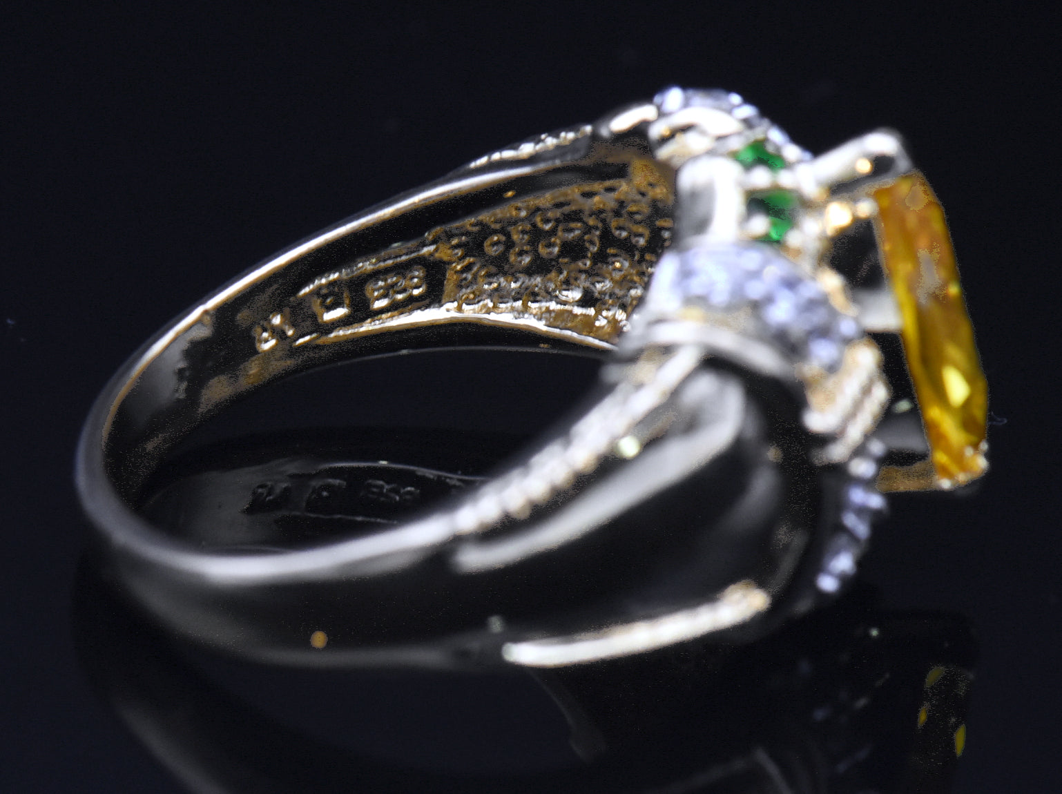 Ross-Simons - Vintage Vermeil with Yellow and Green CZ Ring - Size 10