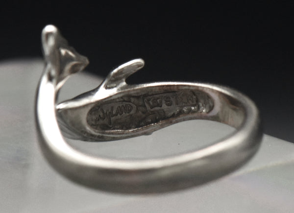 Wyland - Vintage Sterling Silver Dolphin Bypass Band - Size 6.75