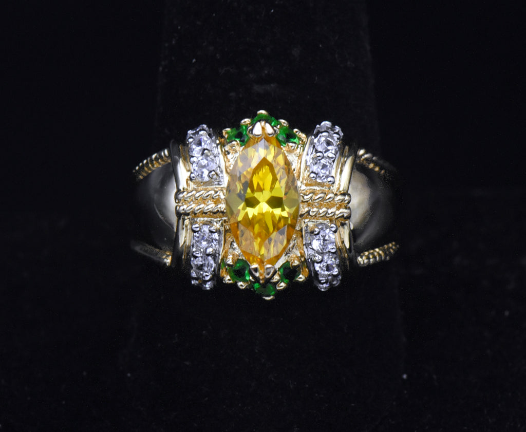 Ross-Simons - Vintage Vermeil with Yellow and Green CZ Ring - Size 10