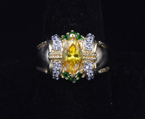 Ross-Simons - Vintage Vermeil with Yellow and Green CZ Ring - Size 10