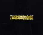 Vintage Yellow Cubic Zirconia Sterling Silver Eternity Band - Size 8